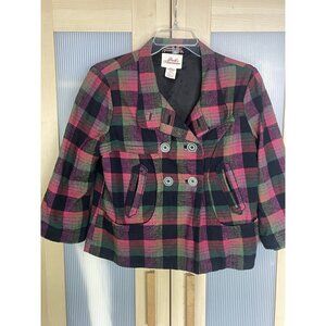 Smiths American Womens Sz S Red Black Plaid Jacket Coat Christmas Casual